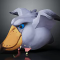 3D Low Poly Fantasy Creature Character With Gray Ears Bird Like Beak And Blue Eyes