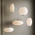 Modern Simple White Fabric Pendant Lights With Different Shapes For Interior Design 3d model