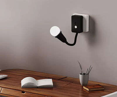 Modern Wall Mounted Lamp With Wooden Desk Open Book And Pen Holder 3d model