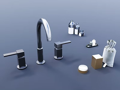 Kitchen faucet switch Longguan cabinet decorations simple cream wind 3D model 3d model