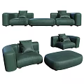 Modern Green Sectional Sofa With Plush Pillows And Modular Design 3d model