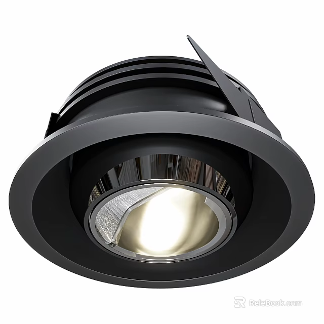 Modern Black Recessed Ceiling Light With Sleek Round Design And LED Lighting 3d model 