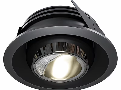 Modern Black Recessed Ceiling Light With Sleek Round Design And LED Lighting 3d model