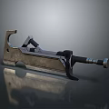 Modern Mechanical Metal Weapon Featuring Shiny Blade Black Grip And Structural Design 3d model