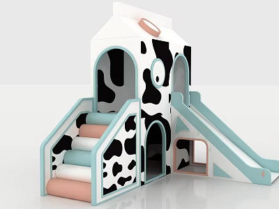 Cow Print Themed Playground Equipment With Slide And Stairs 3d model