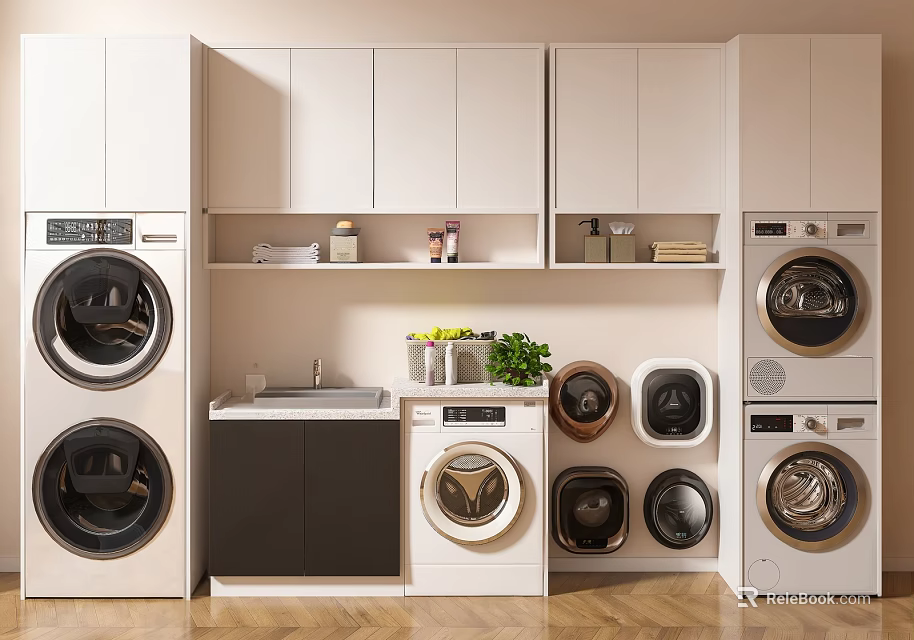 Modern Bathroom Cabinet Rack With Storage Shelves And Functional Home Design Elements 3d model