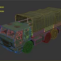 Green Military Truck With Canvas Covered Cargo Bed And Six Wheels