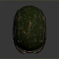 Detailed Military Weapon Helmet With Green Rusted Surface Visor And Connected Tubes