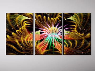Colorful Abstract Wall Art With Vibrant Flowing Lines And Bright Hues 3d model