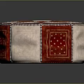 Round Decorative Cushion In Red And White With Star Pattern And Stitched Edges