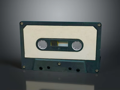 Vintage Cassette Tape Classic Audio Storage Tool With Green And White Retro Design 3d model