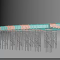 Bridge Undercarriage Structure With Steel Support Frames Blue Deck And Orange Beams
