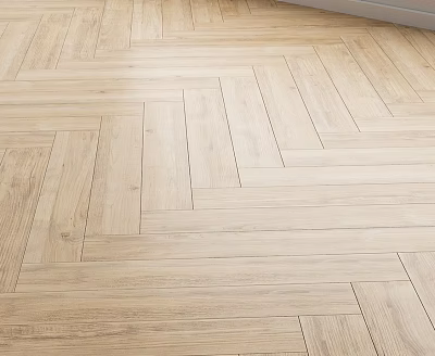Light Colored Wooden Flooring With Herringbone Pattern And Natural Wood Grain 3d model