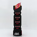 Black Retail Display Stand With Red Super Energy Drink Bottles On Layers