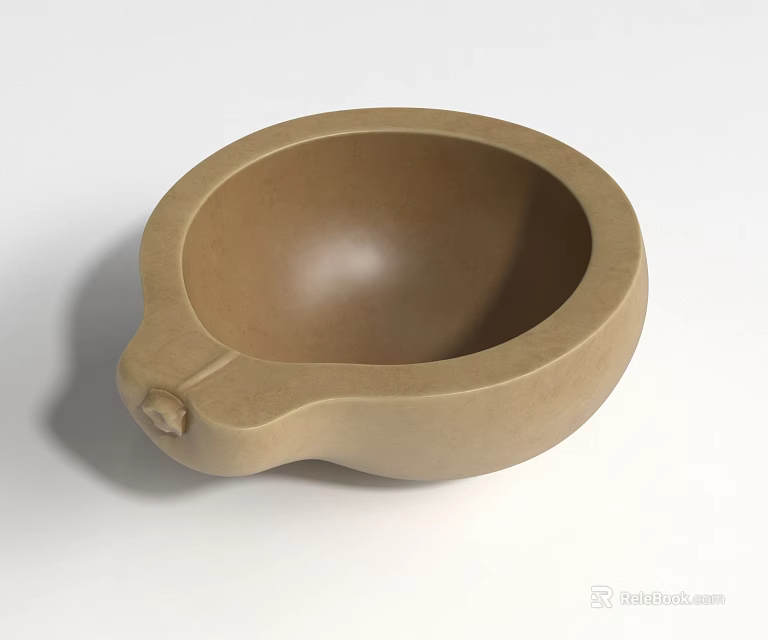 Beige Bowl Shaped Decorative Ornament Set With Handle For Home Decoration 3d model 