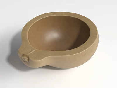Beige Bowl Shaped Decorative Ornament Set With Handle For Home Decoration 3d model