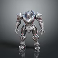 Futuristic Silver Mechanical Robot Character With Metallic Armor And Humanoid Design