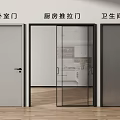 Modern Kitchen Sliding Door With Glass Panel And Black Frame In Contemporary Interior