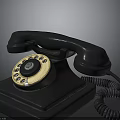 Vintage Black Rotary Dial Telephone Classic Electronic Device With Coiled Cord