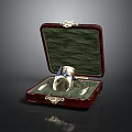 Decorative Ring Weapon Inside Open Red Case With Green Lining And Gold Trim