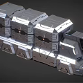 Sci Fi Mechanical Structure With Silver Modular Sections Geometric Panels And Glowing Details 3d model