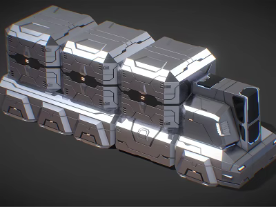 Sci Fi Mechanical Structure With Silver Modular Sections Geometric Panels And Glowing Details 3d model