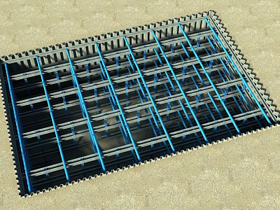 Industrial Building Component Metal Grating With Steel Grid Structure And Blue Bars 3d model