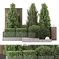 Tree Planter With Evergreen Trees Bushes And Neat Stone Edges 3d model