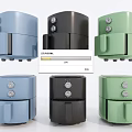 Modern Colorful Kitchen Appliances Air Fryers with Control Knobs in Blue Black Green
