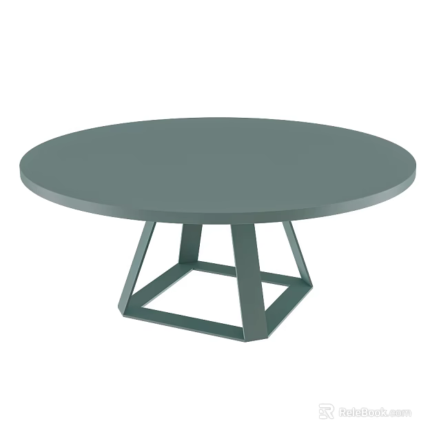 Modern Stylish Coffee Table With Round Top And Geometric Base Design 3d model