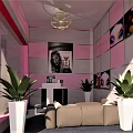 Beautiful Pink Cosmetics Store With Display Shelves And Numbered Labels