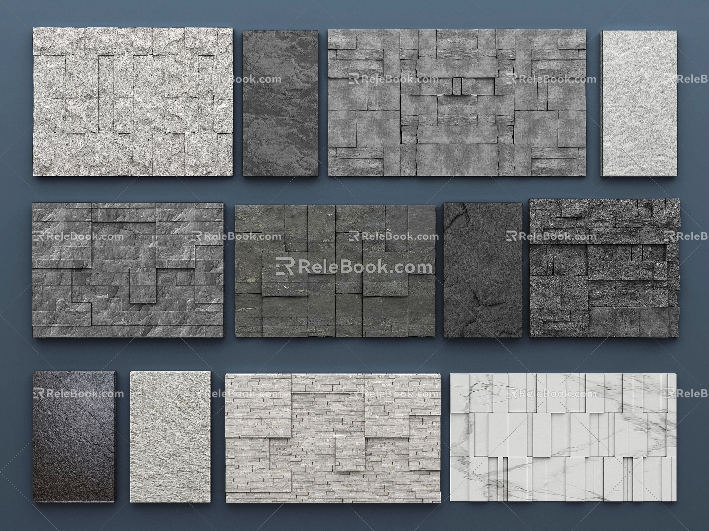 Rock wall rubble wall sofa background wall texture wall retro wall culture stone background wall decorative wall 3d model