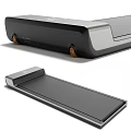 Modern Black and Silver Treadmill Sports Equipment with Running Deck and Brown Wheels