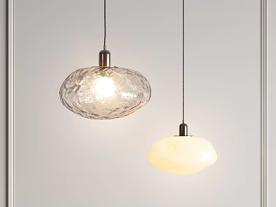 Modern Interior Pendant Lights With Textured Glass And Smooth Marble Shades 3d model