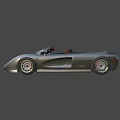 CASTITA Silver Gray Sports Car With Red Seats Convertible Top And Sleek Design