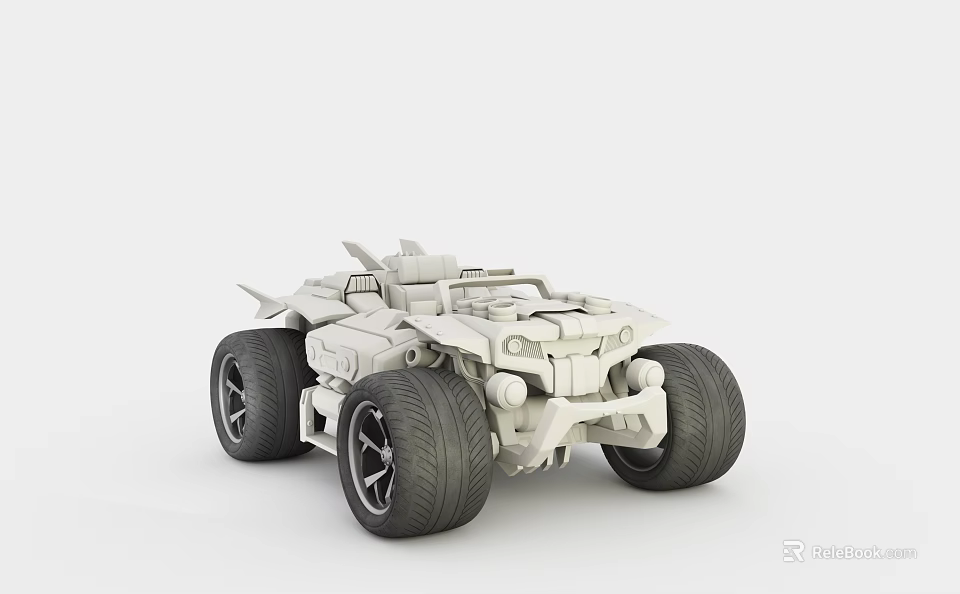 Electric Toy Batmobile Style Vehicle with Large Wheels and Armored Design for Kids 3d model 