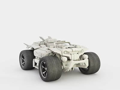Electric Toy Batmobile Style Vehicle with Large Wheels and Armored Design for Kids 3d model