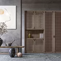 Quiet Bookcase Rattan Decorative Cabinet 3d model
