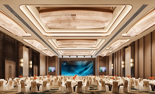 Banquet Hall Hotel Banquet Hall Light Luxury Banquet Hall Wedding Hall Banquet Center 3d model