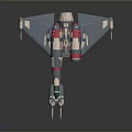 Blue White Red Aerospace Spaceship Model With Green Cockpit Engines And Wings