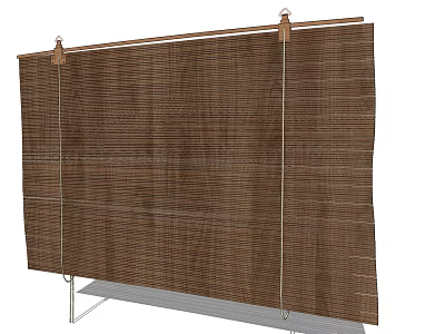 Brown Bamboo Window Blinds With Metal Support Frame For Home Decoration 3d model