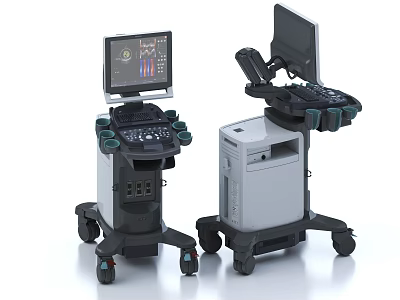 Commercial Medical Diagnostic Equipment With Display Screens On Mobile Carts And Control Panels 3d model