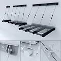 Modern Glass Awning Design With Multiple Transparent Panels And Sturdy Metal Brackets