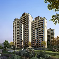 Modern High Rise Residential Buildings With Lush Greenery And Landscaped Gardens