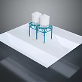 Industrial White Storage Tanks With Blue Metal Frame Mounted On White Platform