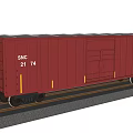 Red Enclosed Freight Train Car With DME Logo Number 200 21 74 On Railway Track