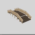 Wooden Landscape Bridge With Steps Railings And Modern Design Structure Elements 3d model