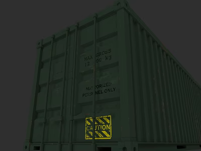Military Weapon Storage Container With Green Exterior And Warning Sign 3d model