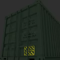 Military Weapon Storage Container With Green Exterior And Warning Sign