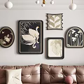 Modern Gallery Wall With Mixed Shape Frames Animal Prints And Geometric Patterns 3d model